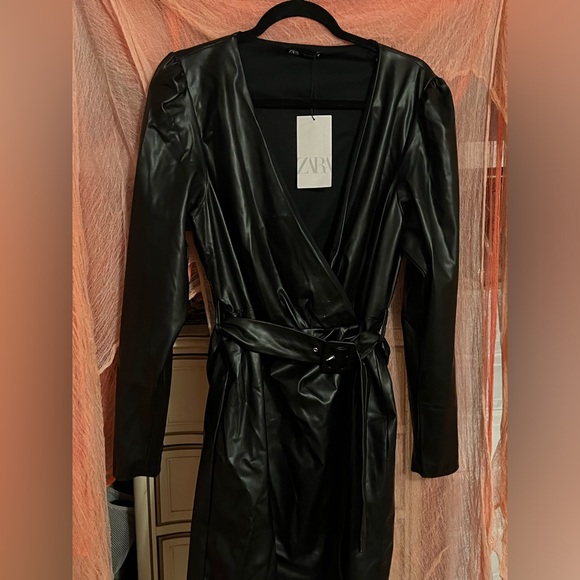Zara Belted Leather Mini Dress - Picture 1 of 3